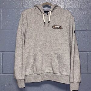 Superdry Grey Pullover Hoodie with Logo Patch